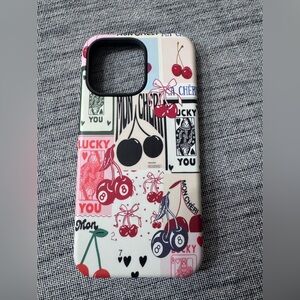 iPhone 15 pro max. Cherry Pattern Phone Case - Pink/Red/Black